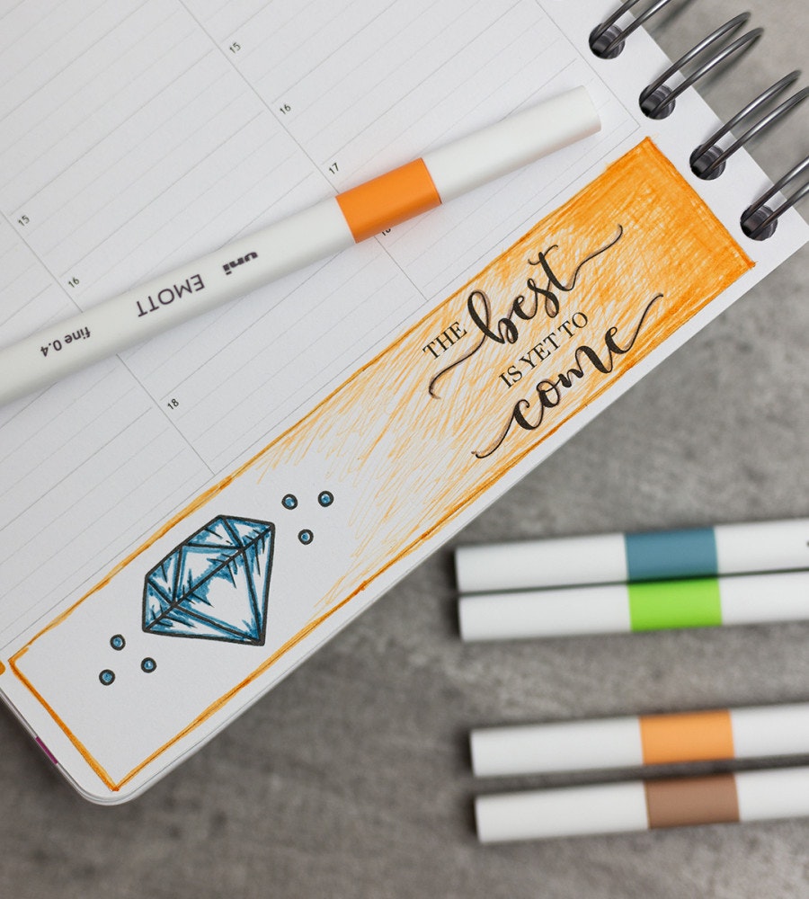 penna fineliner uni emott set no 6 nature 5-pack (emott) nature