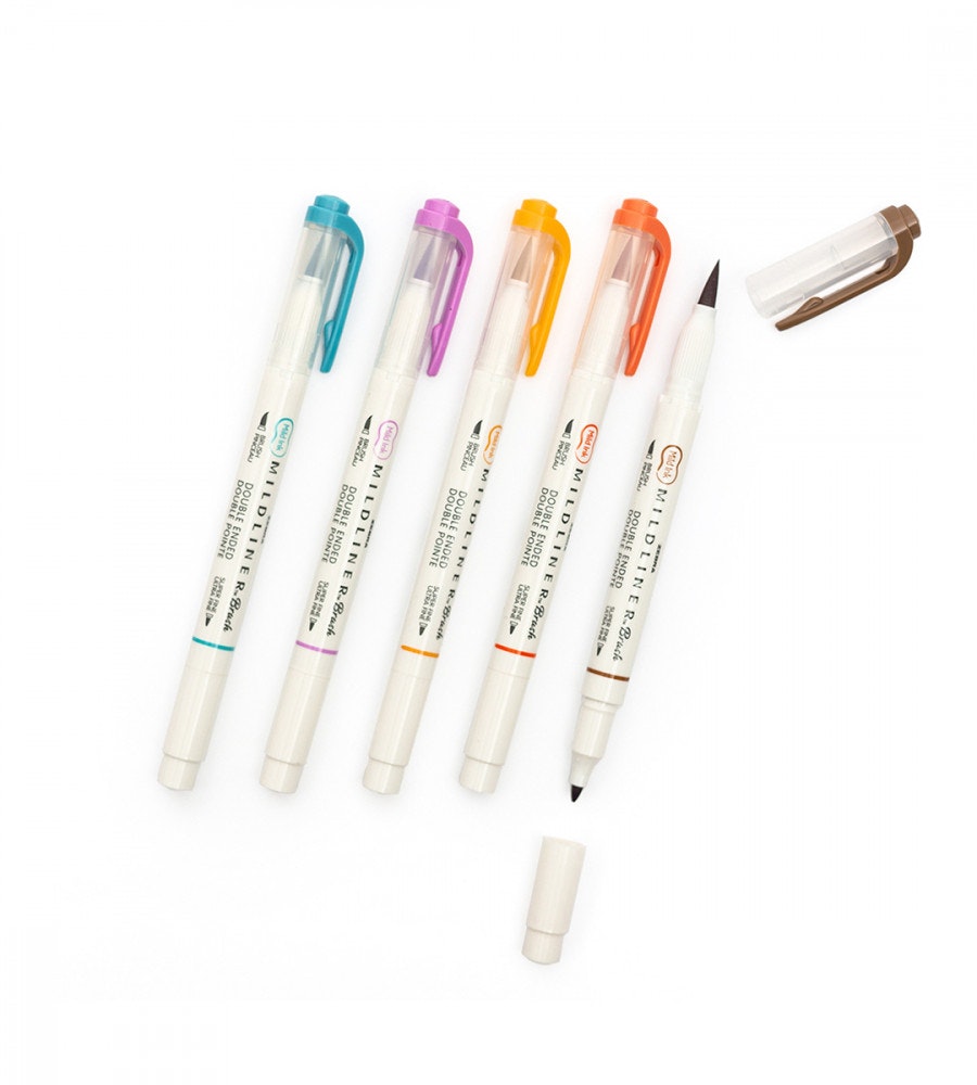 pennor Överstrykningspenna zebra mildliner brush warm 5-pack (warm)