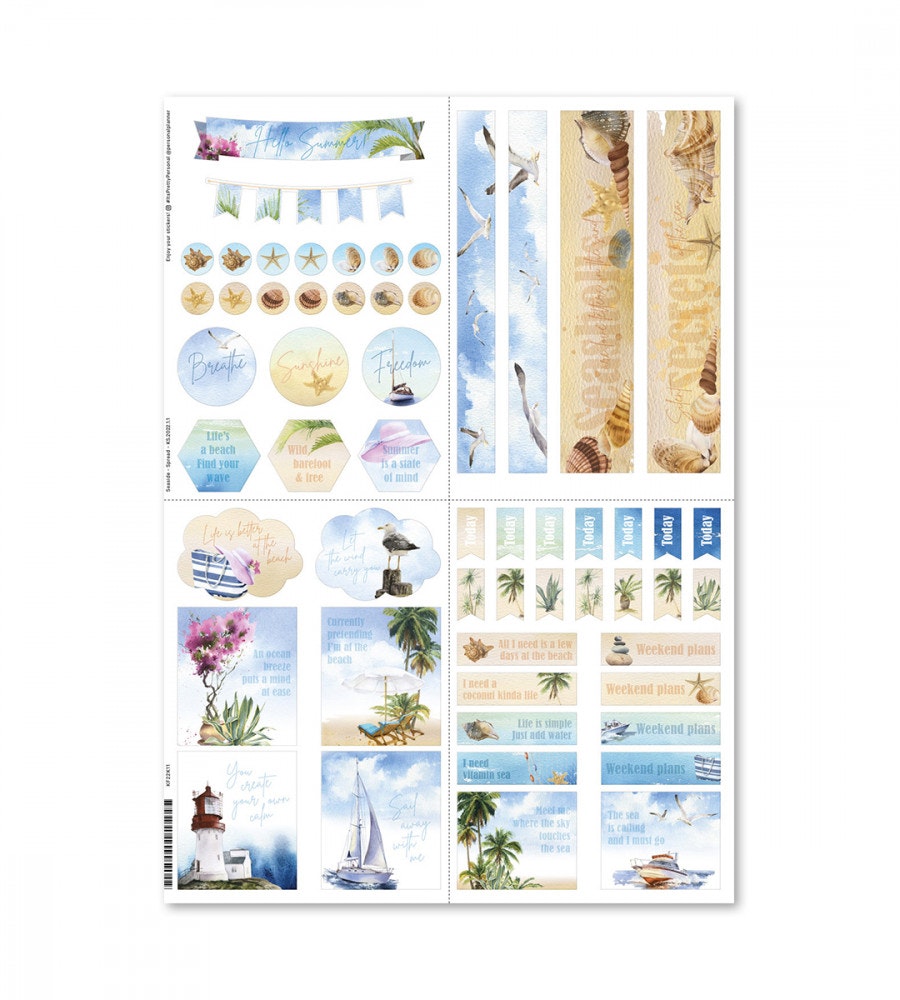 klistermarke klistermärken seaside (spread) (spread) flerfärgad