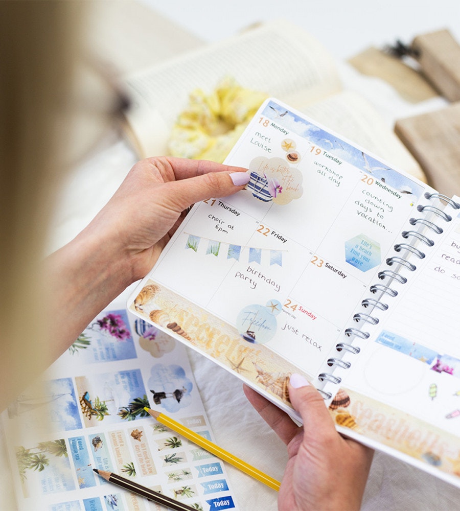 klistermarke klistermärken seaside (spread) (spread) flerfärgad