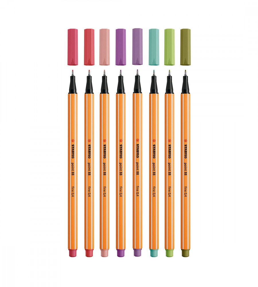 pennor fineliners stabilo point 88 trend 8-pack (trend) flerfärgade