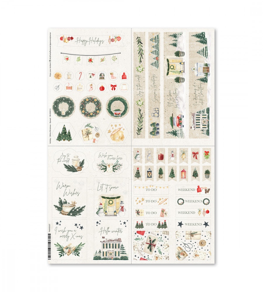 klistermarke klistermärken white christmas (spread) (spread) flerfärgad