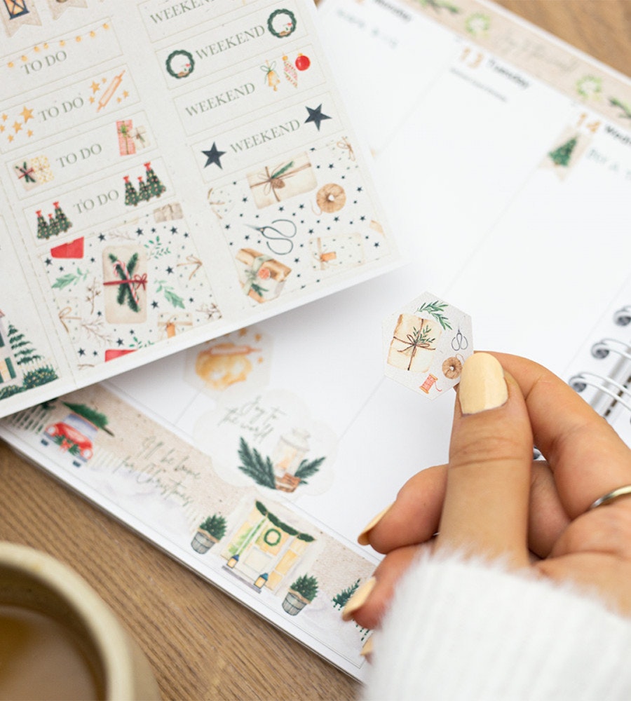 klistermarke klistermärken white christmas (spread) (spread) flerfärgad