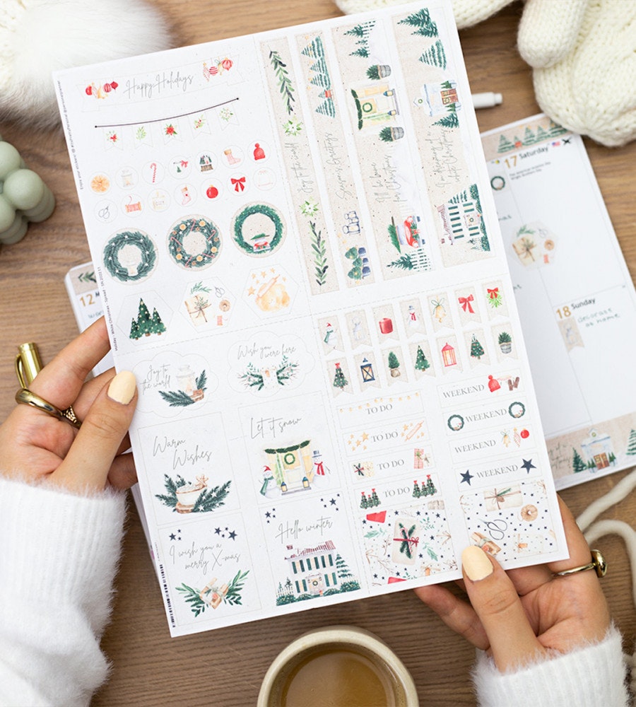 klistermarke klistermärken white christmas (spread) (spread) flerfärgad