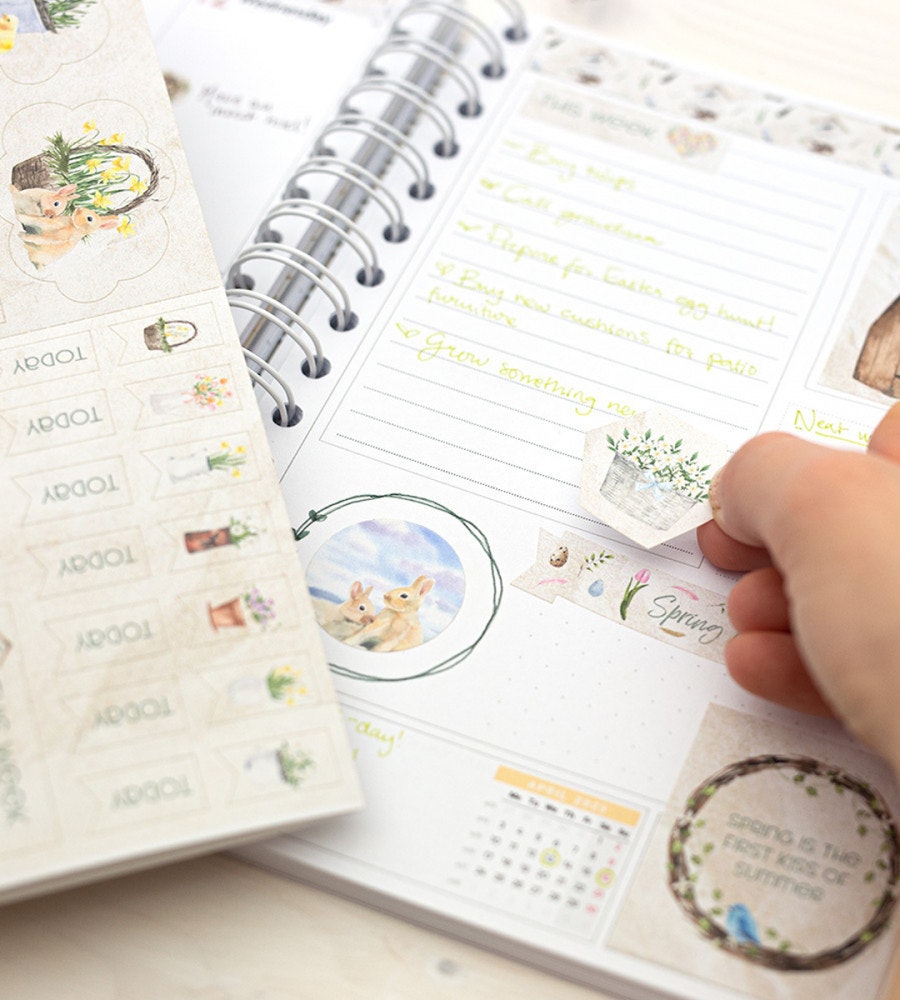 klistermarke klistermärken springtime (spread) (spread) flerfärgad