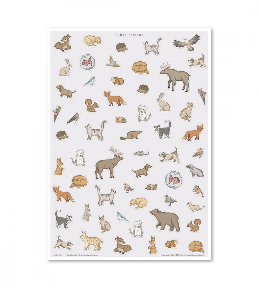 klistermarke klistermärken furry friends (other-shapes) flerfärgad