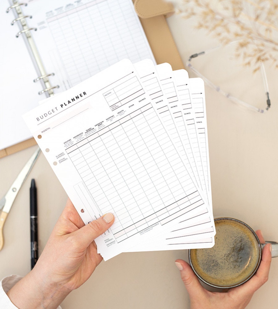 snap-in refill pages budget planner detailed 12 pack for organiser - size a5 (systemkalender)