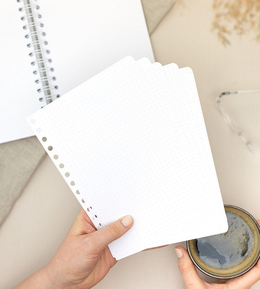 snap-in snap in refill-sidor punkt-rutor 12-pack till almanacka - storlek a5 (spiral)