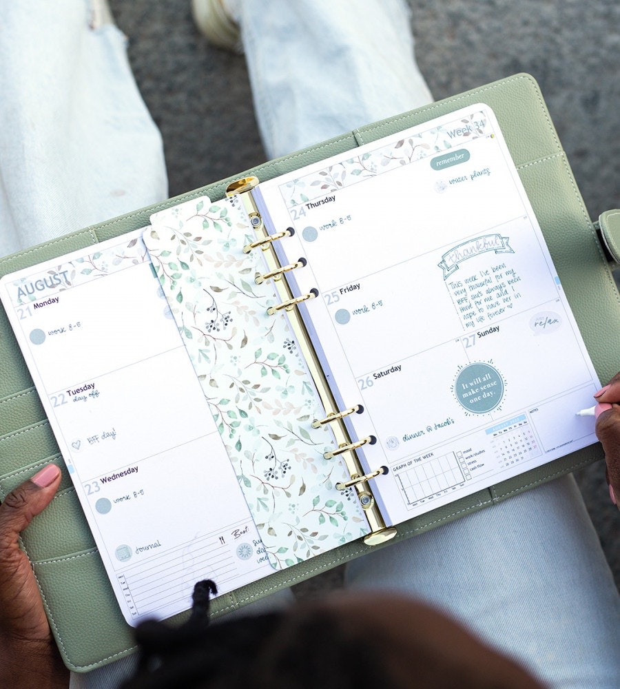 fodral ringpärm till systemkalender - storlek a5 - grön (a5) grön