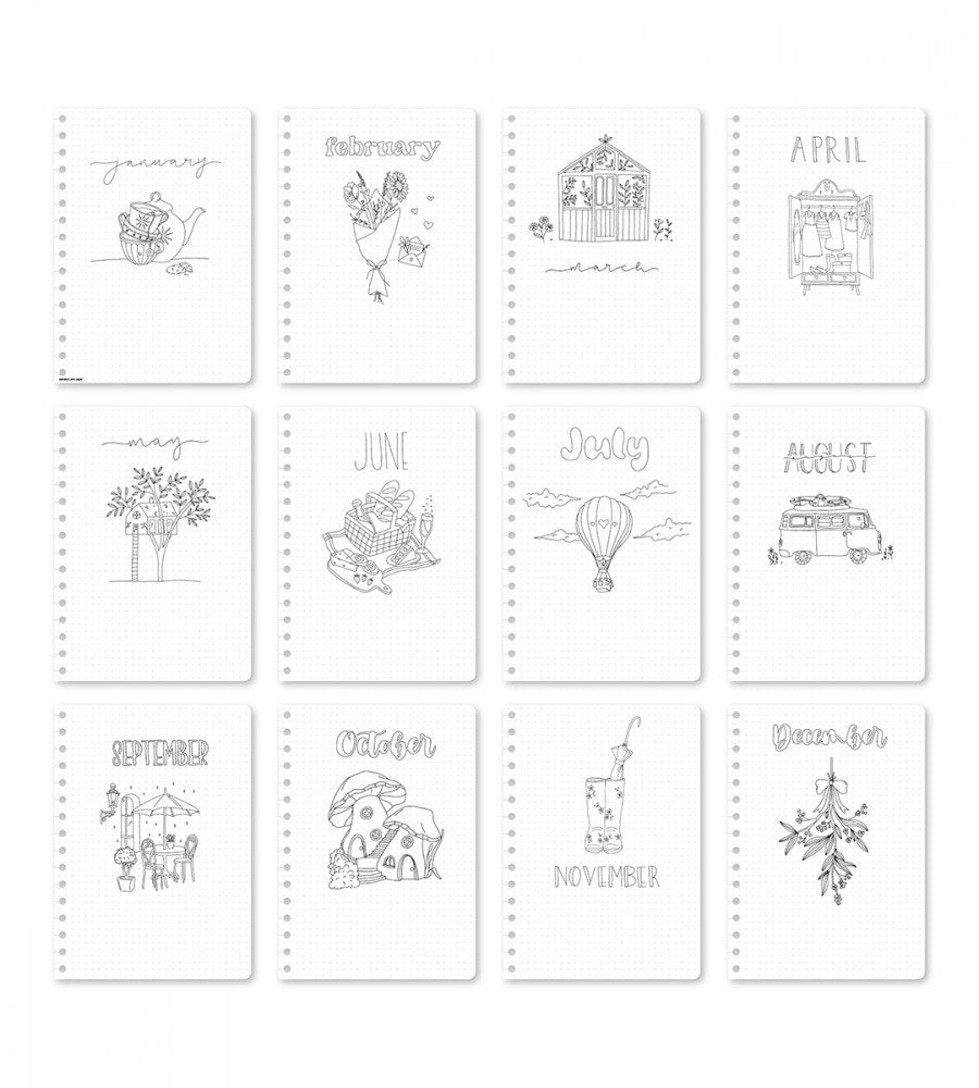 snap-in snap-in refill-sidor månadsblad till almanacka - storlek a5 (spiral)