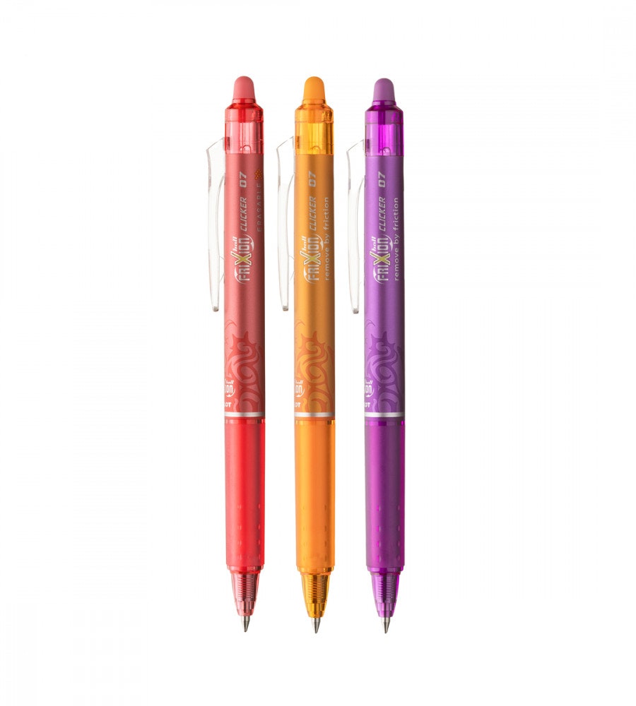 paket kulspetspenna pilot frixion clicker 0.7 - 3-pack (pennor) flerfärgad