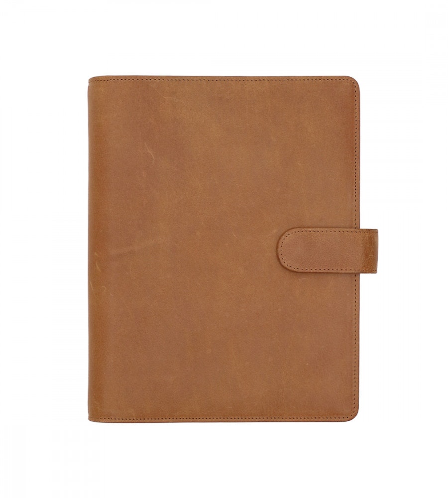 fodral ringpärm läder till systemkalender - storlek a5 - cognac (a5) cognac