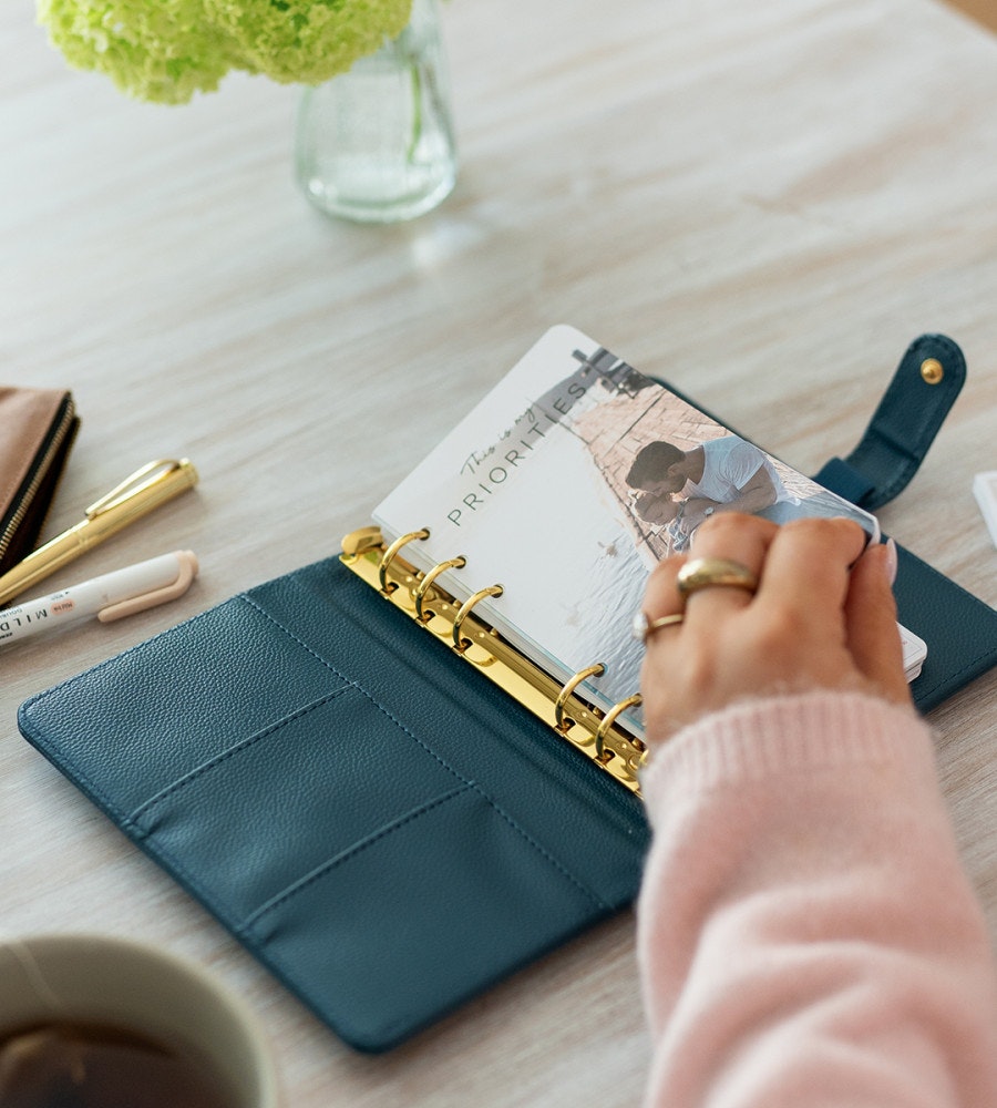 fodral ringpärm till systemkalender - storlek personal - mörkblå (personal) mörkblå