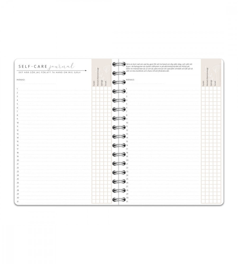a5 personlig selfcarebok - storlek a5 - spiralbunden (anteckningsbok)