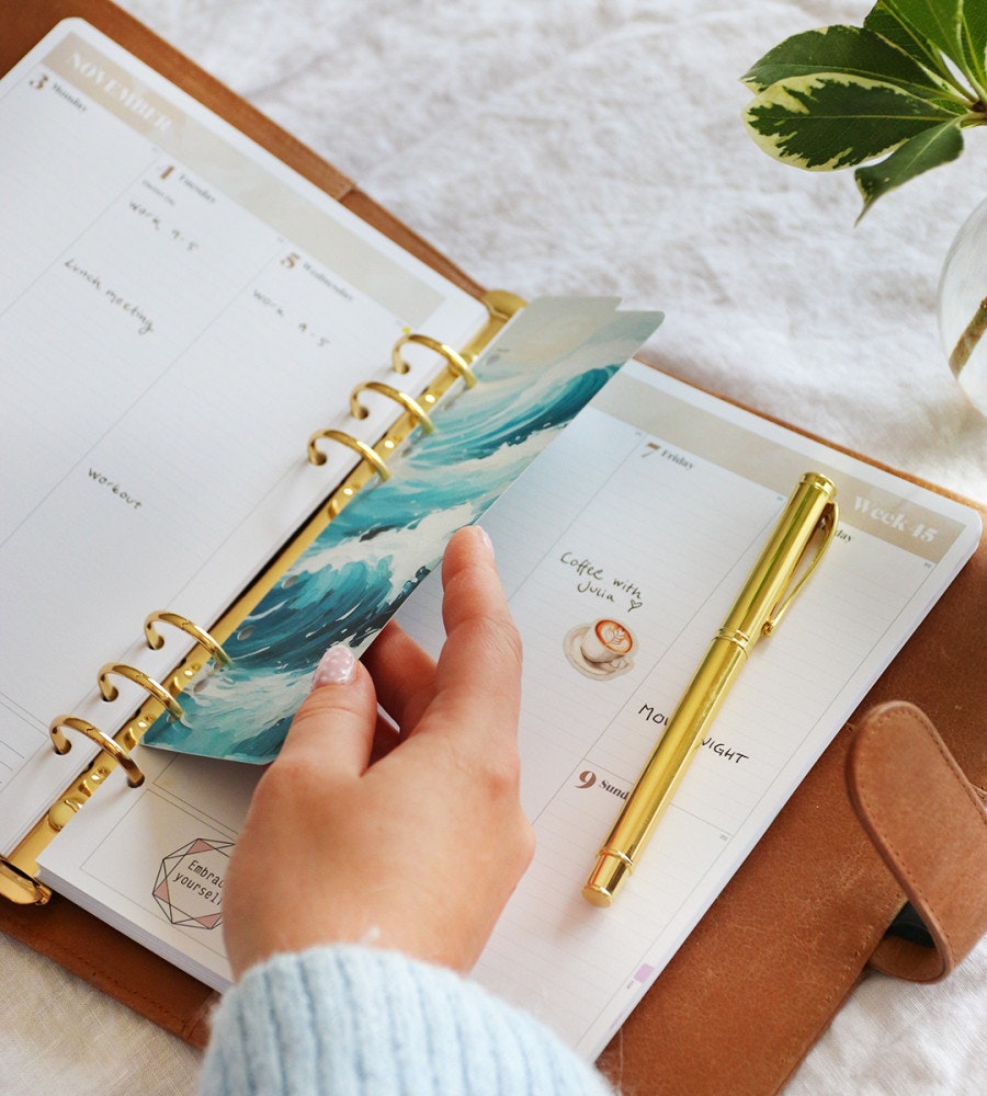 flikar flikar ocean stories till systemkalender - storlek a5 och personal (systemkalender) blå / brun