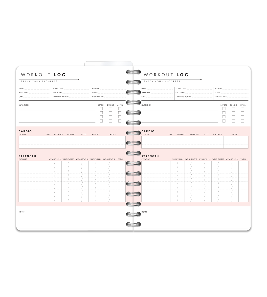 Spiral Binding A5 - Workout Planner