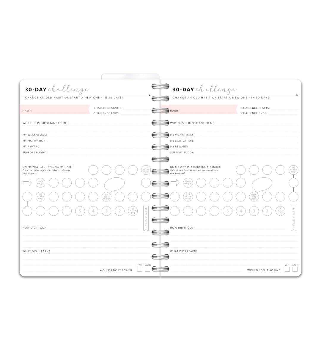Spiral Binding A5 - Workout Journal