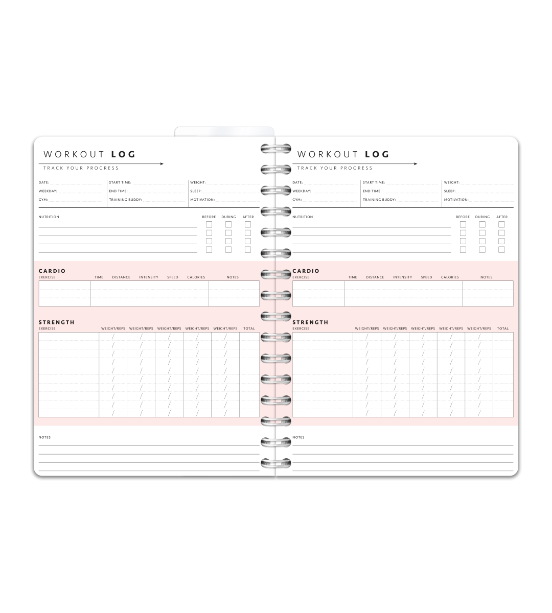 Spiral Binding A5 - Workout Journal