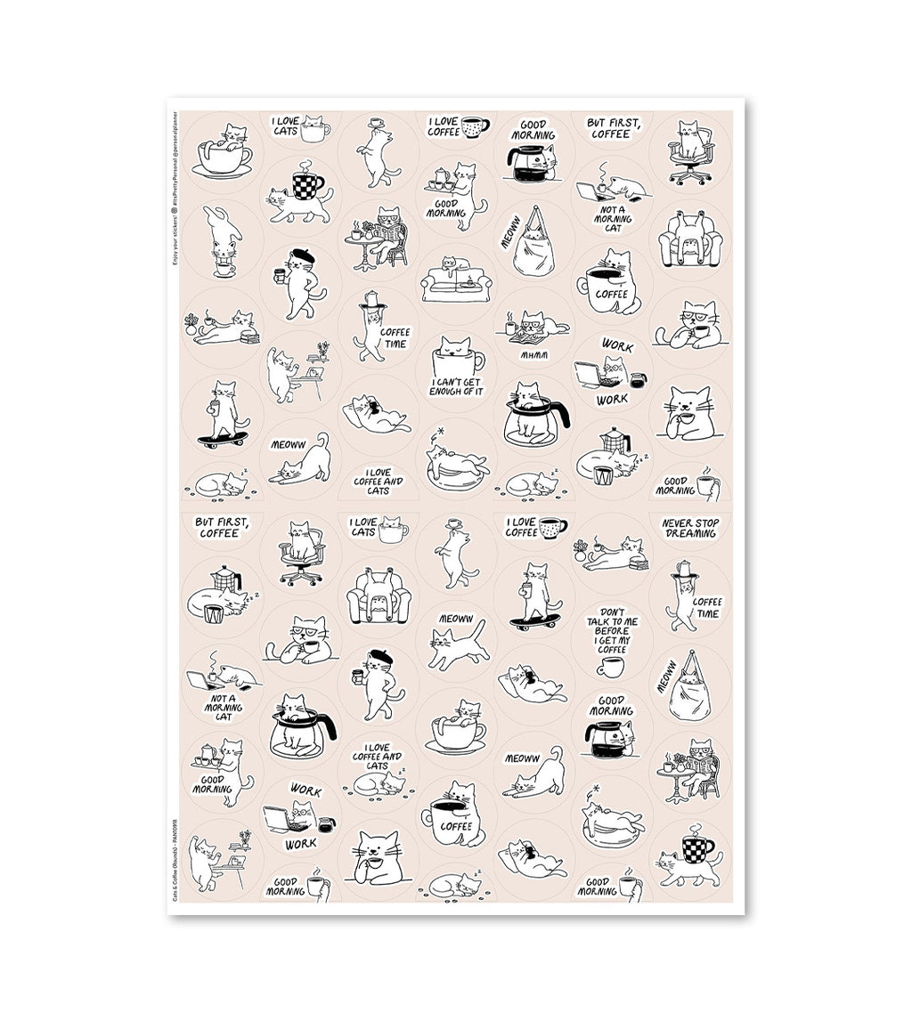 Stickers - Cats & Coffee (Rounds)