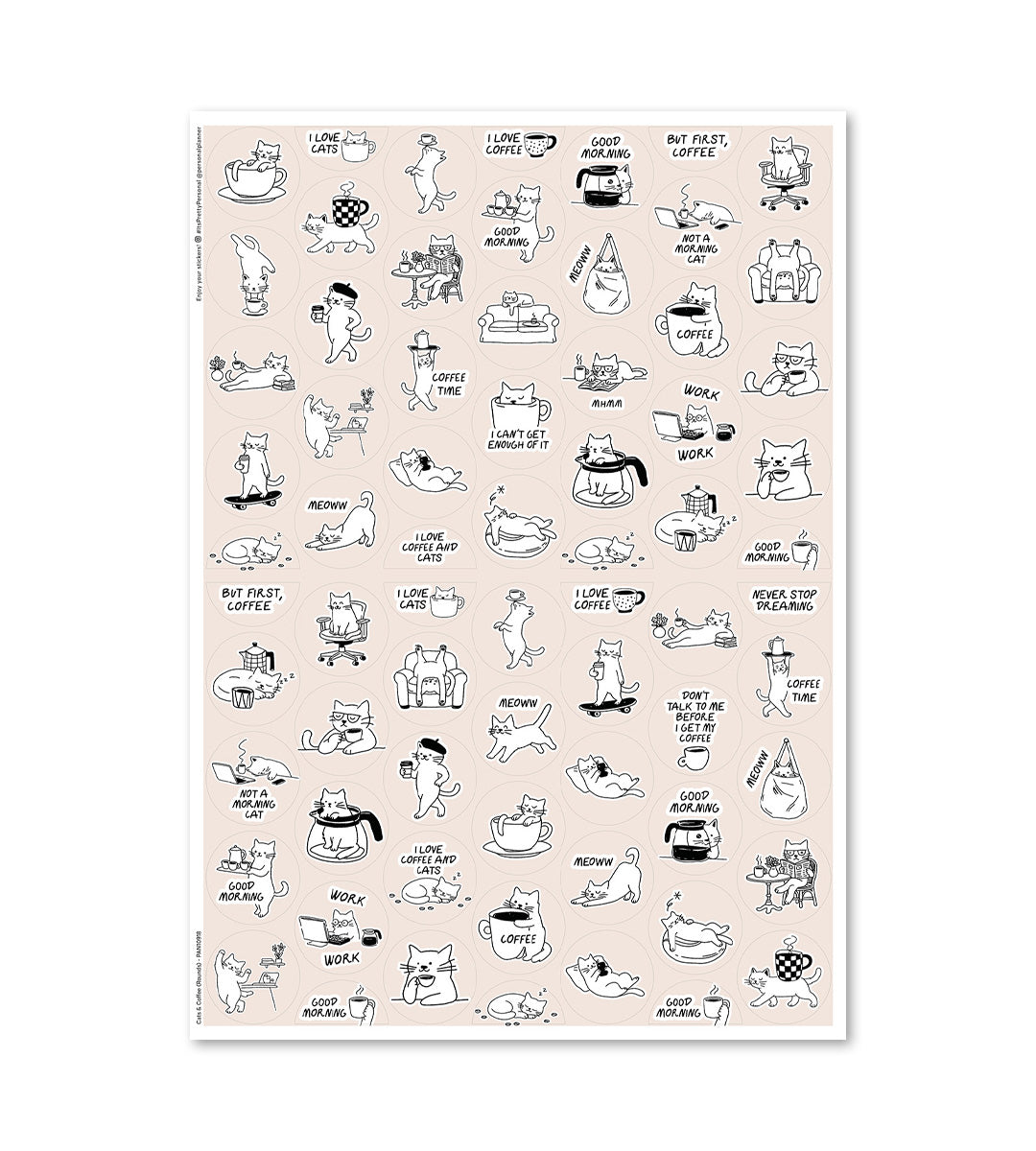 Stickers - Cats & Coffee (Rounds)