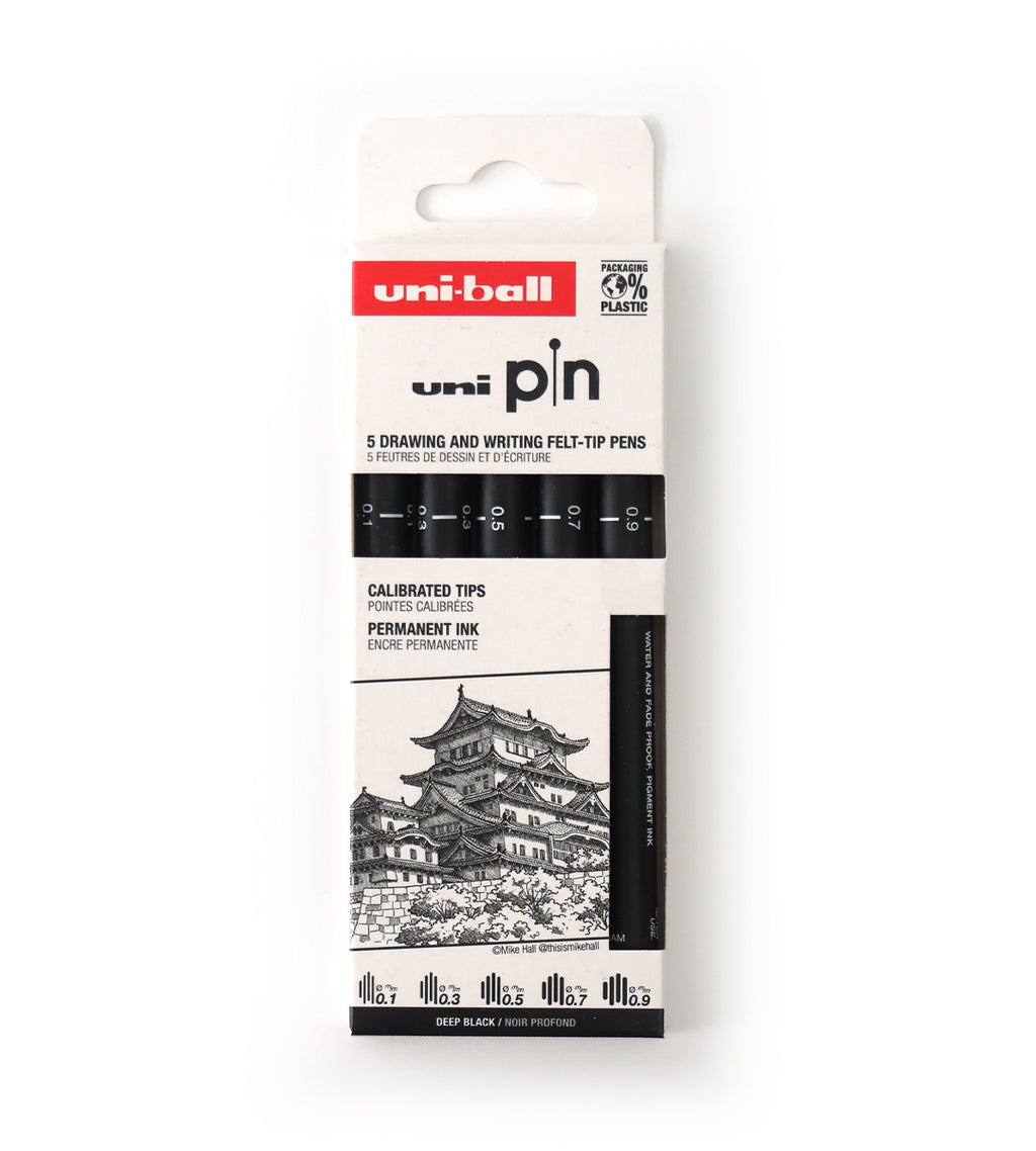 Fineliner - Uni Pin 5 Pack - Black