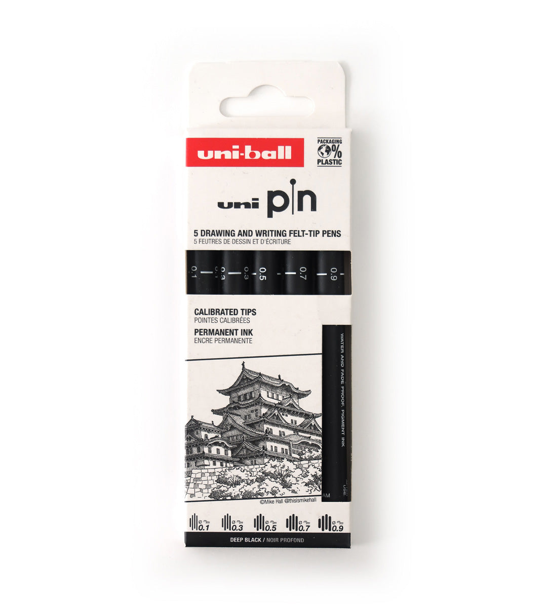 Fineliner - Uni Pin 5 Pack - Black