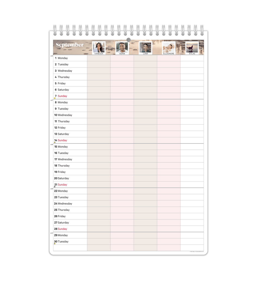 Familjekalender - Månadsöversikt - Personal Planner