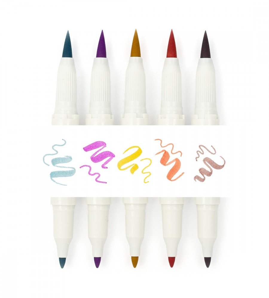 Överstrykningspenna - Zebra Mildliner Brush - 5-pack - Personal Planner
