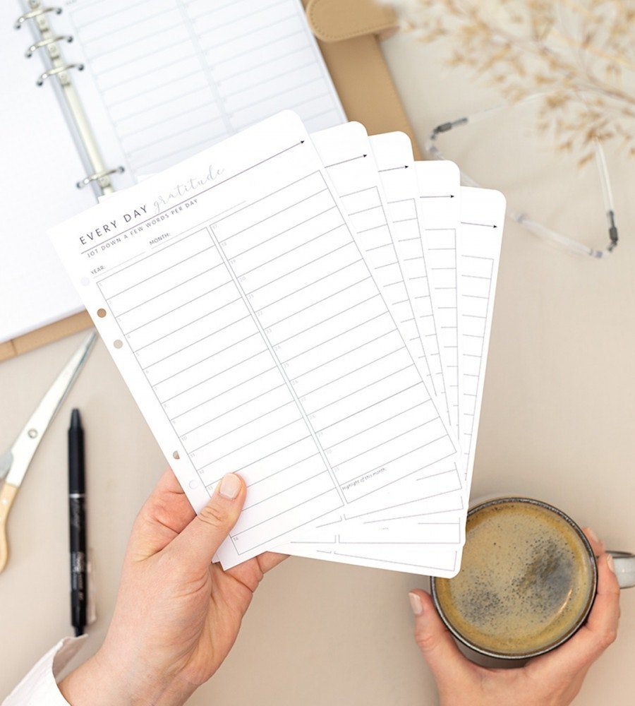 Refill Pages - Every Day Gratitude 12 Pack for Organiser - Size A5 - Personal Planner