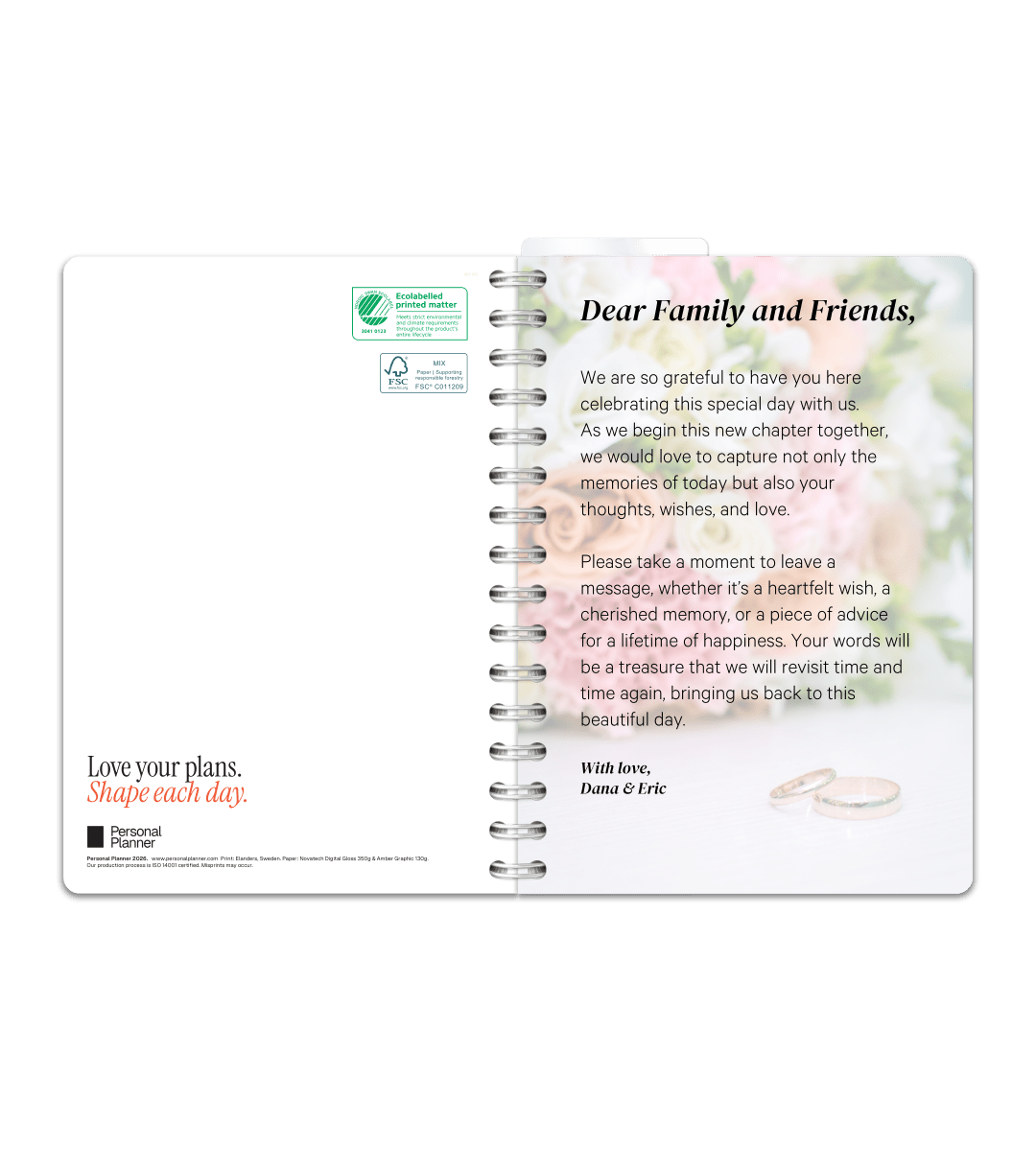 Spiralbindning A5 - Bröllopsgästbok - Personal Planner
